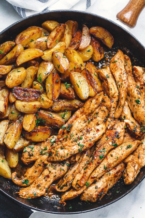 knoflook kip met aardappel