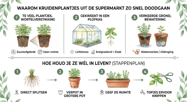 Supermarkt kruidenplantjes infographic